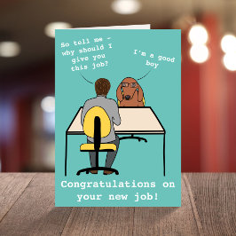 Funny dog Illustration gratuliert dem neuen Job Ca Karte