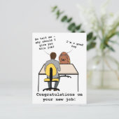 Funny dog Illustration gratuliert neuen Job Pos Postkarte (Stehend Vorderseite)
