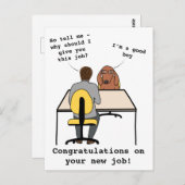 Funny dog Illustration gratuliert neuen Job Pos Postkarte (Vorne/Hinten)