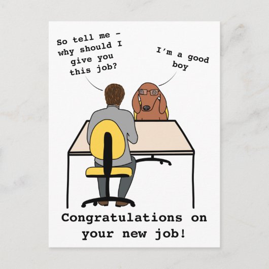 Funny dog Illustration gratuliert neuen Job Pos Postkarte (Vorderseite)