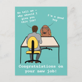 Funny dog Illustration gratuliert neuer Job Postkarte