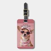 Funny Dog in Pink Niedlich Girly Gepäckanhänger (Vorderseite vertikal)