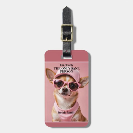 Funny Dog in Pink Niedlich Girly Gepäckanhänger (Vorderseite vertikal)