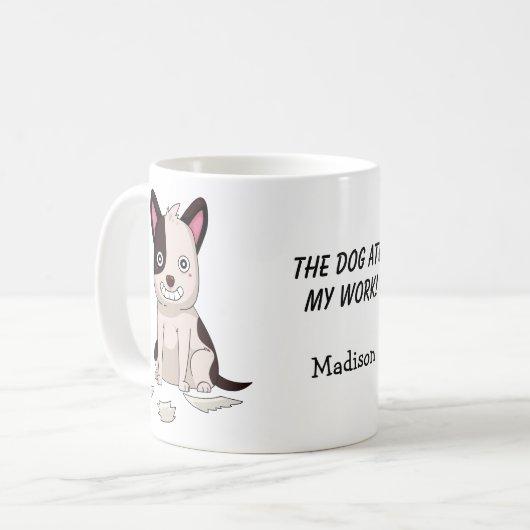 Funny Dog individuelle Name & Text Tasse (Vorderseite Links)