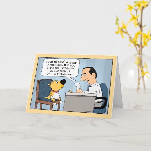Funny Dog Job Interview Happy Birthday Karte (Gelbe Blume)