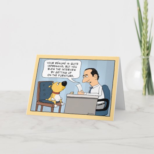 Funny Dog Job Interview Happy Birthday Karte (Vorderseite)