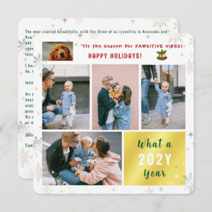 Funny Dog Katze Was für ein Jahr Happy Ferien 5 Fo Feiertagskarte