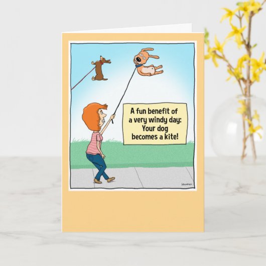 Funny Dog Kites Birthday Karte (Gelbe Blume)