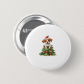 Funny Dog Klettern auf Weihnachten Baumkostüm Button (Vorne & Hinten)