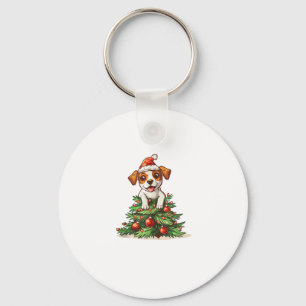 Funny Dog Klettern auf Weihnachten Baumkostüm Schlüsselanhänger
