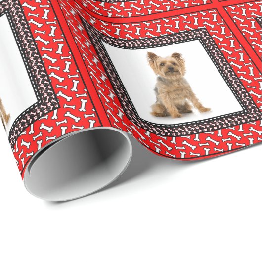 Funny Dog Knochen Rahmen mit dem Foto Ihres Hauses Geschenkpapier (Rolleneckpunkt)