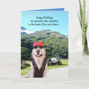 Funny Dog/Labrador BIrthday for Male Biker Karte