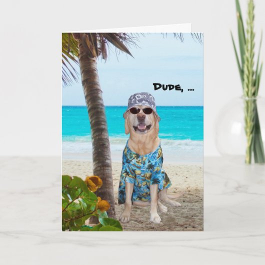 Funny Dog/Labrador Hawaiian Birthday Karte (Vorderseite)