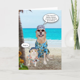 Funny Dog/Labrador Hawaiian Birthday Karte