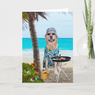 Funny Dog/Labrador in hawaiianischem Shirt am Stra Karte