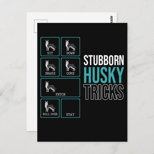 Funny Dog Lazy Puppy Stubborn Husky Postkarte (Vorne/Hinten)