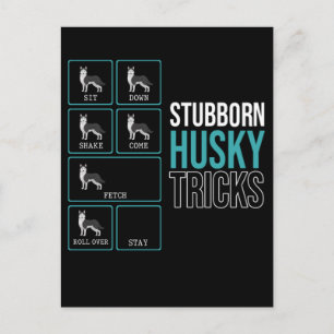 Funny Dog Lazy Puppy Stubborn Husky Postkarte