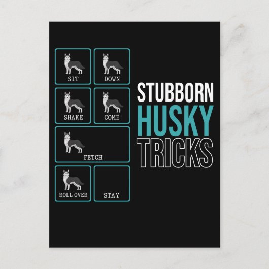 Funny Dog Lazy Puppy Stubborn Husky Postkarte (Vorderseite)