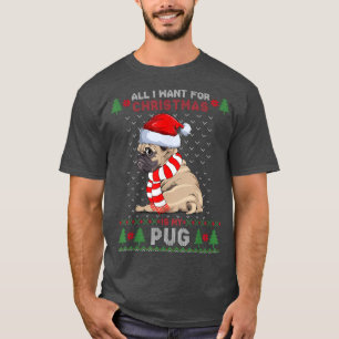 Funny Dog Liebhaber Niedlichen Mops Weihnachtsmann T-Shirt