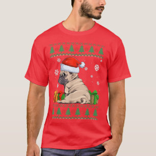 Funny Dog Liebhaber Niedlichen Mops Weihnachtsmann T-Shirt