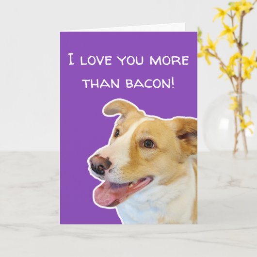 Funny Dog liebt Valentine's Day Card Karte (Gelbe Blume)