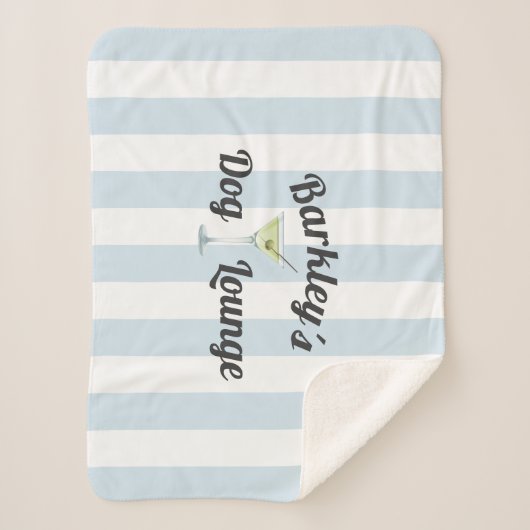 Funny Dog Lounge Personalisiert Blaue Streifen Sherpadecke (Vorderseite)