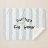 Funny Dog Lounge Personalisiert Blaue Streifen Sherpadecke (Vorderseite (Horizontal))