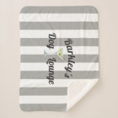 Funny Dog Lounge Personalisiert Taupe Stripes Sherpadecke (Vorderseite)