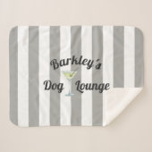 Funny Dog Lounge Personalisiert Taupe Stripes Sherpadecke (Vorderseite (Horizontal))