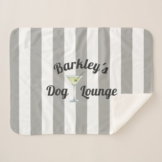 Funny Dog Lounge Personalisiert Taupe Stripes Sherpadecke (Vorderseite (Horizontal))