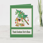 Funny Dog Lover Cartoon Red Green Weihnachtskarte Karte (Vorderseite)