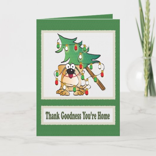 Funny Dog Lover Cartoon Red Green Weihnachtskarte Karte (Vorderseite)