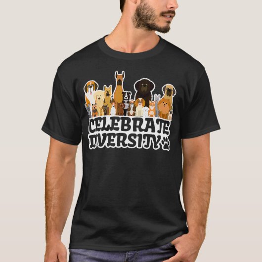 Funny Dog Lover Celebrate Diversity Niedlich Dog T-Shirt (Vorderseite)