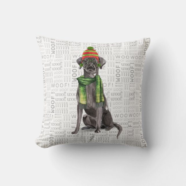 Funny Dog Lover Christmas Black Labrador Retriever Kissen (Vorderseite)