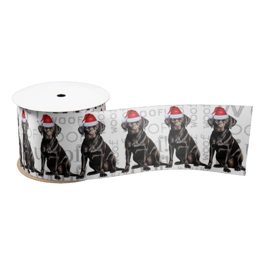 Funny Dog Lover Christmas Black Labrador Retriever Satinband (Spule)