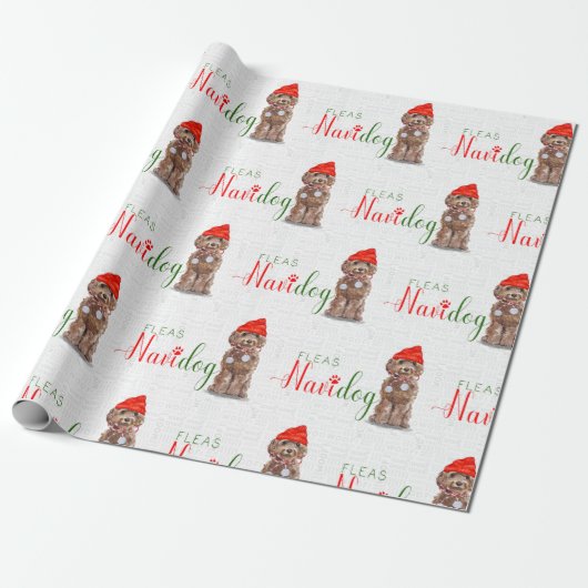 Funny Dog Lover Christmas Brown Cockapoo Geschenkpapier (Ungerollt)