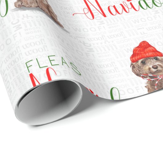 Funny Dog Lover Christmas Brown Cockapoo Geschenkpapier (Rolleneckpunkt)