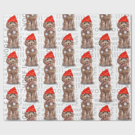 Funny Dog Lover Christmas Brown Cockapoo Geschenkpapier (Flach)