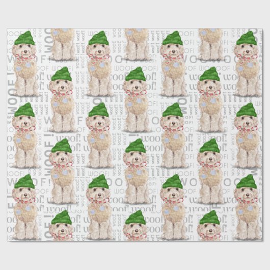 Funny Dog Lover Christmas Champagne Cockapoo Geschenkpapier (Flach)