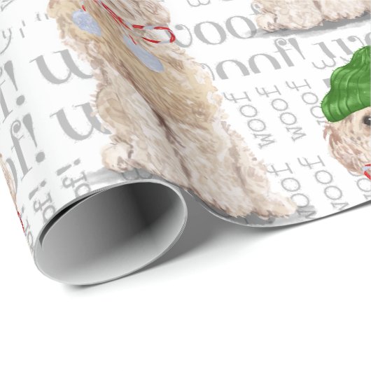 Funny Dog Lover Christmas Champagne Cockapoo Geschenkpapier (Rolleneckpunkt)