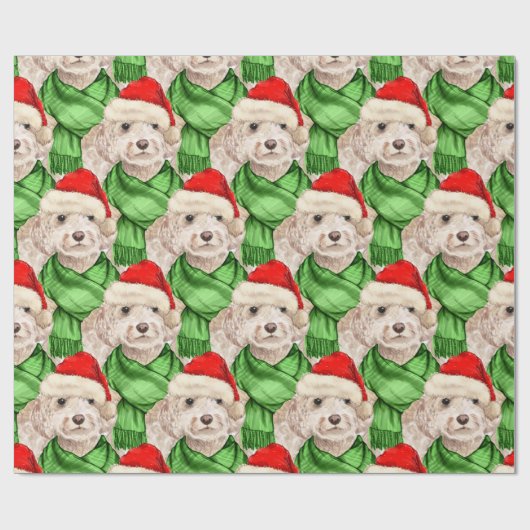 Funny Dog Lover Christmas Champagne Cockapoo Wrapp Geschenkpapier (Flach)
