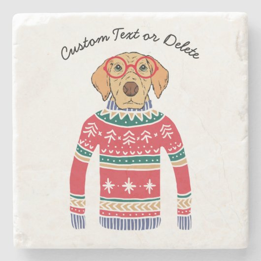 Funny Dog Lover Dog Tragen hässlich Weihnachtssüße Steinuntersetzer (Vorderseite)