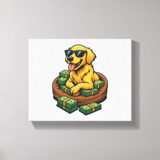 Funny Dog Lover Golden Retriever Money Stack Leinwanddruck (Vorderseite)