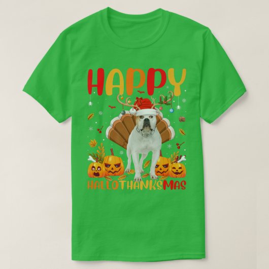 Funny Dog Lover Happy American Bulldog HelloDanke T-Shirt (Design vorne)