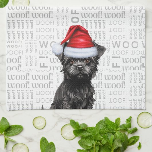 Funny Dog Lover Holiday Affenpinscher Weihnachten Geschirrtuch (Gefaltet)