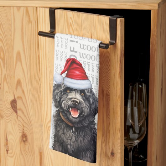 Funny Dog Lover Holiday Black Barbet Weihnachten Geschirrtuch (Drittel gefaltet)