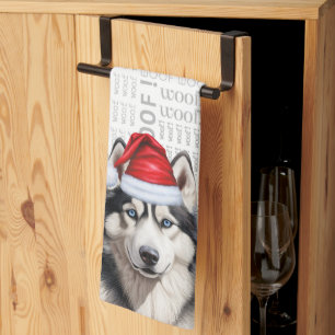 Funny Dog Lover Holiday Siberian Husky Weihnachten Geschirrtuch