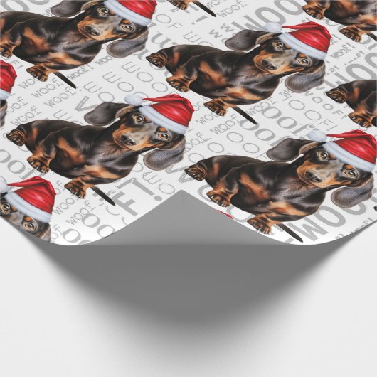Funny Dog Lover Smooth Dachshund in a Santa Hat Geschenkpapier (Ecke)