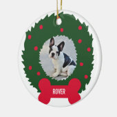 Funny Dog Lover Weihnachtskranz mit Hund-Foto Keramik Ornament (Links)