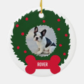 Funny Dog Lover Weihnachtskranz mit Hund-Foto Keramik Ornament (Hinten)
